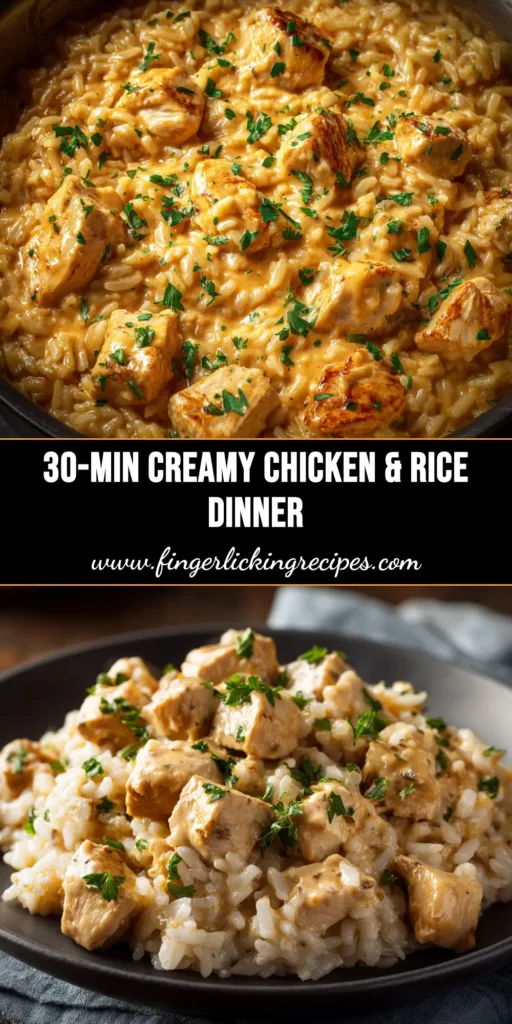 Instant Pot Chicken and Rice: A Delicious 30-Minute Lifesaver 4 A top-down view of a delicious bowl of Instant Pot chicken and rice, garnished with fresh parsley. The rice is fluffy and yellow, and the chicken is tender and juicy.