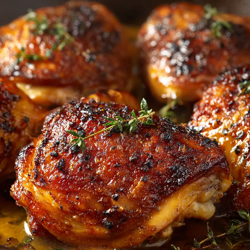 Oven Baked Chicken Thighs (Crispy & Juicy!) 2 A cooked oven baked chicken thigh being sliced to show the juicy and tender meat inside.