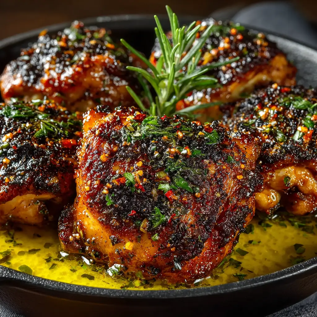 Juicy, perfectly cooked pan-fried chicken being sliced to show the moist interior contrasted with the crunchy skin.