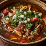 Low Carb Chicken Tortilla Soup (Easy & Creamy!) The ingredients for keto chicken tortilla soup arranged on a countertop, including chicken, spices, avocado, and tomatoes.