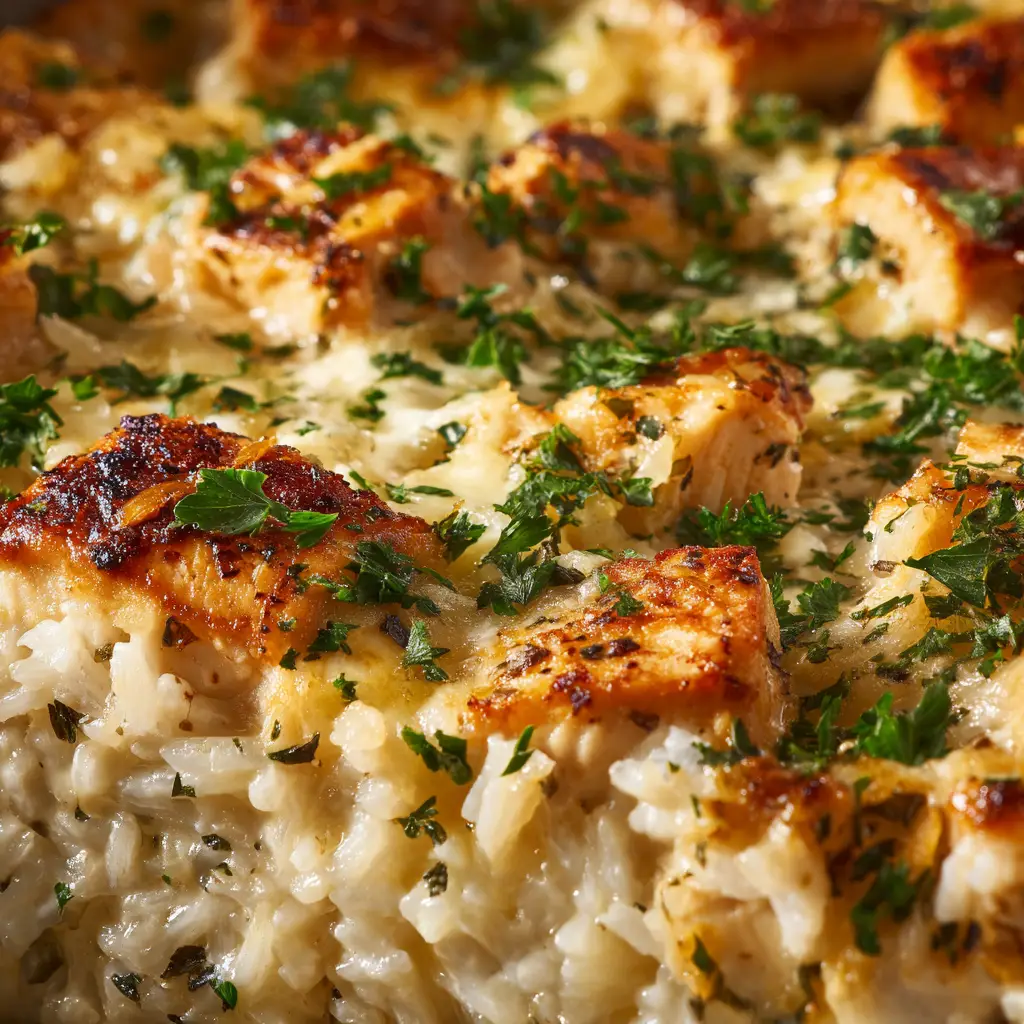 Chicken and Rice Casserole (Creamy, Cheesy & Easy!) 2 The chicken and rice casserole mixture being combined in a saucepan before baking, highlighting the creamy from-scratch sauce.