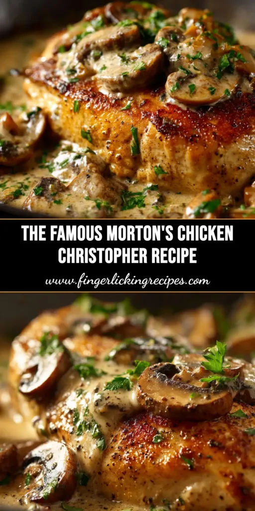 A delicious plate of Morton's Chicken Christopher Recipe, featuring a golden panko-crusted chicken cutlet generously covered in a creamy beurre blanc sauce and garnished with fresh parsley.