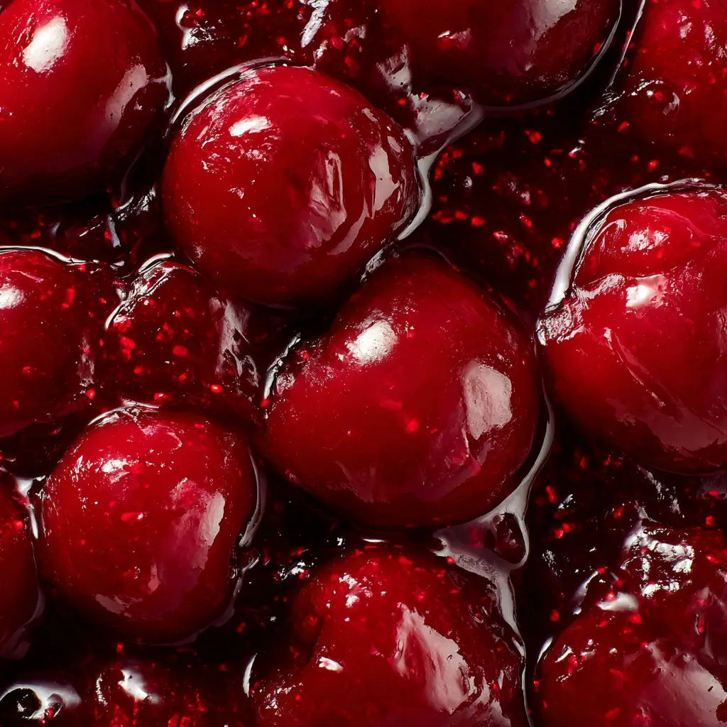 Cherry Cheesecake Dip (The Easiest 5-Minute Recipe!) 3 A close-up macro shot of a graham cracker scooping up a generous amount of no-bake cherry cheesecake dip.