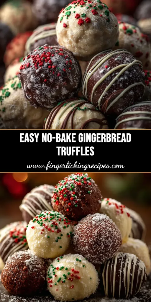 A plate of No-Bake Gingerbread Truffles coated in white chocolate and decorated with festive red and green sprinkles. A simple and easy holiday dessert idea.