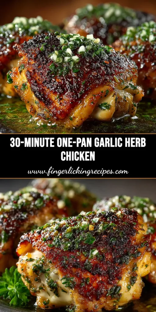 A stunning overhead shot of One-Pan Garlic Herb Chicken and veggies on a sheet pan, ready to be served. The perfect easy weeknight dinner idea.
