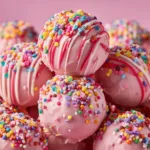 A close-up shot of homemade Oreo balls being rolled before chilling, showing the rich, dark cookie and cream cheese mixture.