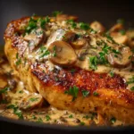 A close-up shot of the panko-crusted chicken, showing the crispy, golden-brown texture before the beurre blanc sauce is added.