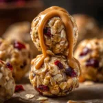 No-Bake Peanut Butter Energy Bites: The Perfect 15-Minute Snack An extreme close-up of stacked peanut butter oatmeal balls, showing the chewy texture of the oats and melted chocolate chips.