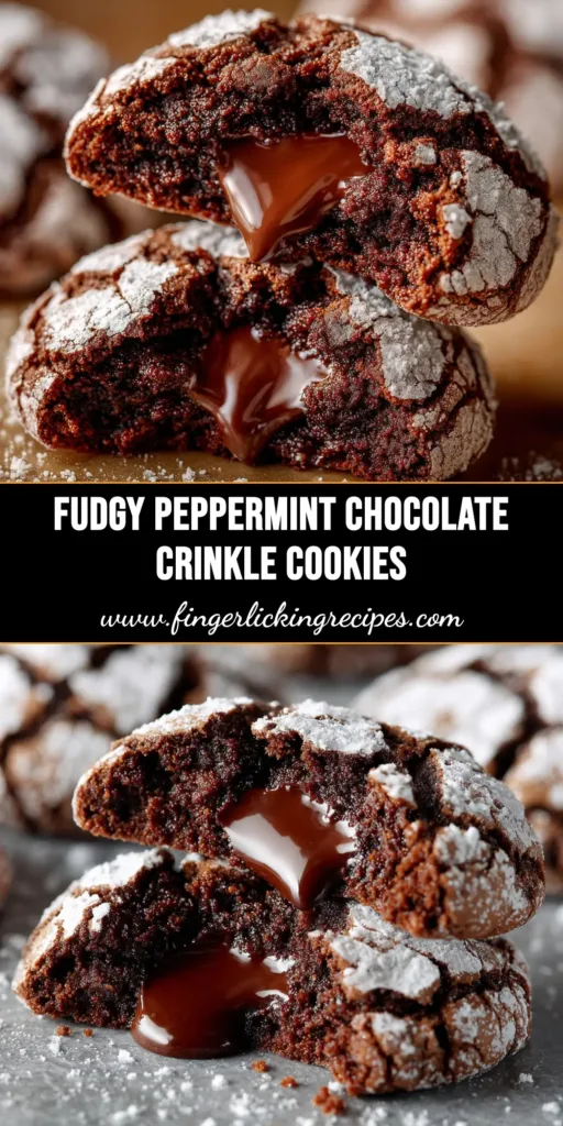 Peppermint Kiss Chocolate Crinkles: The Ultimate Holiday Cookie 5 A close-up of festive Peppermint Kiss Chocolate Crinkles on a cooling rack, showcasing their fudgy texture and snowy powdered sugar coating.