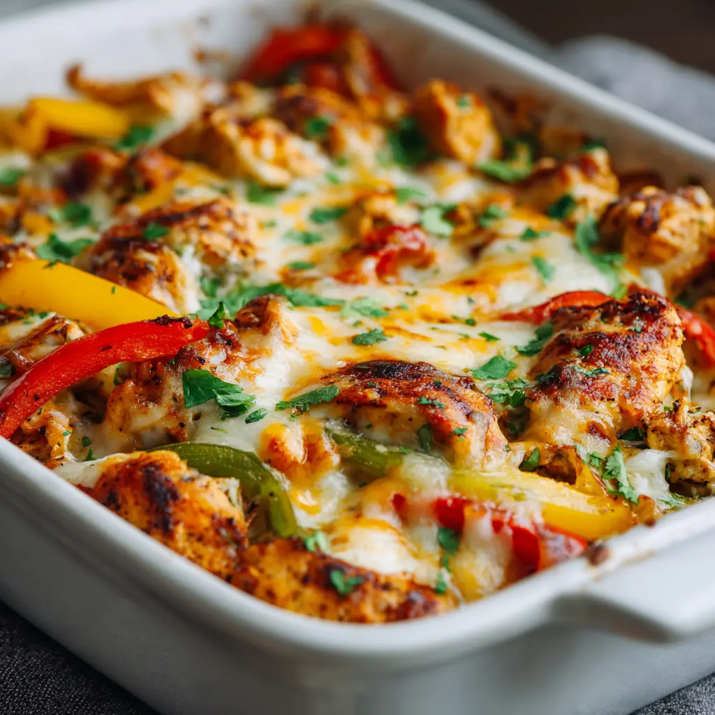 A serving of the 20-minute chicken dinner on a plate, topped with a dollop of sour cream and fresh cilantro to showcase a finished meal.