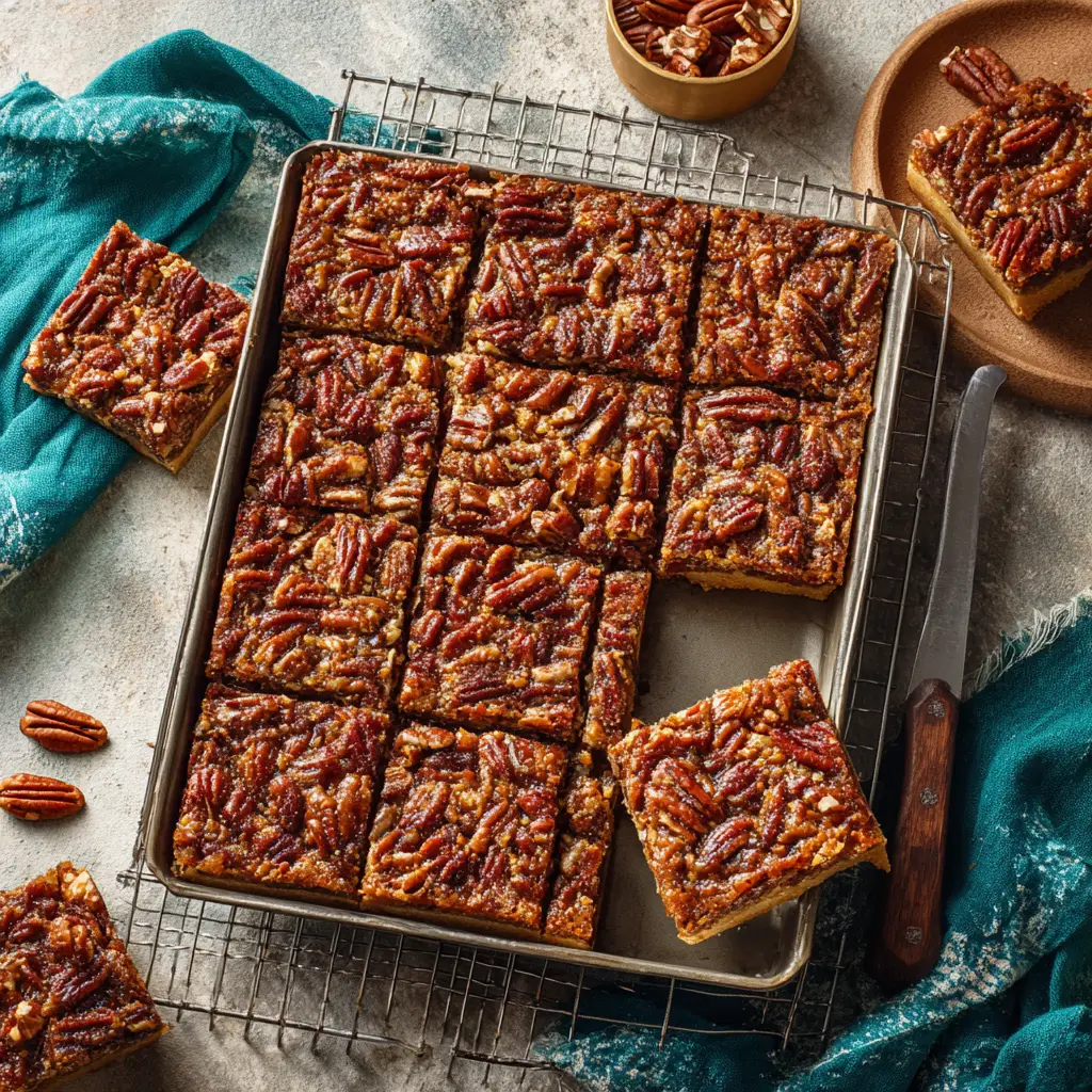 The ingredients for the romantic pecan pizookie arranged neatly on a wooden surface, including flour, sugar, pecans, and caramels.
