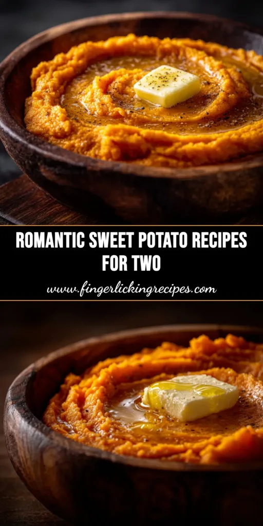A beautiful platter of romantic sweet potato recipes, featuring two Hasselback sweet potatoes drizzled with sage brown butter and topped with pecans, perfect for a date night.