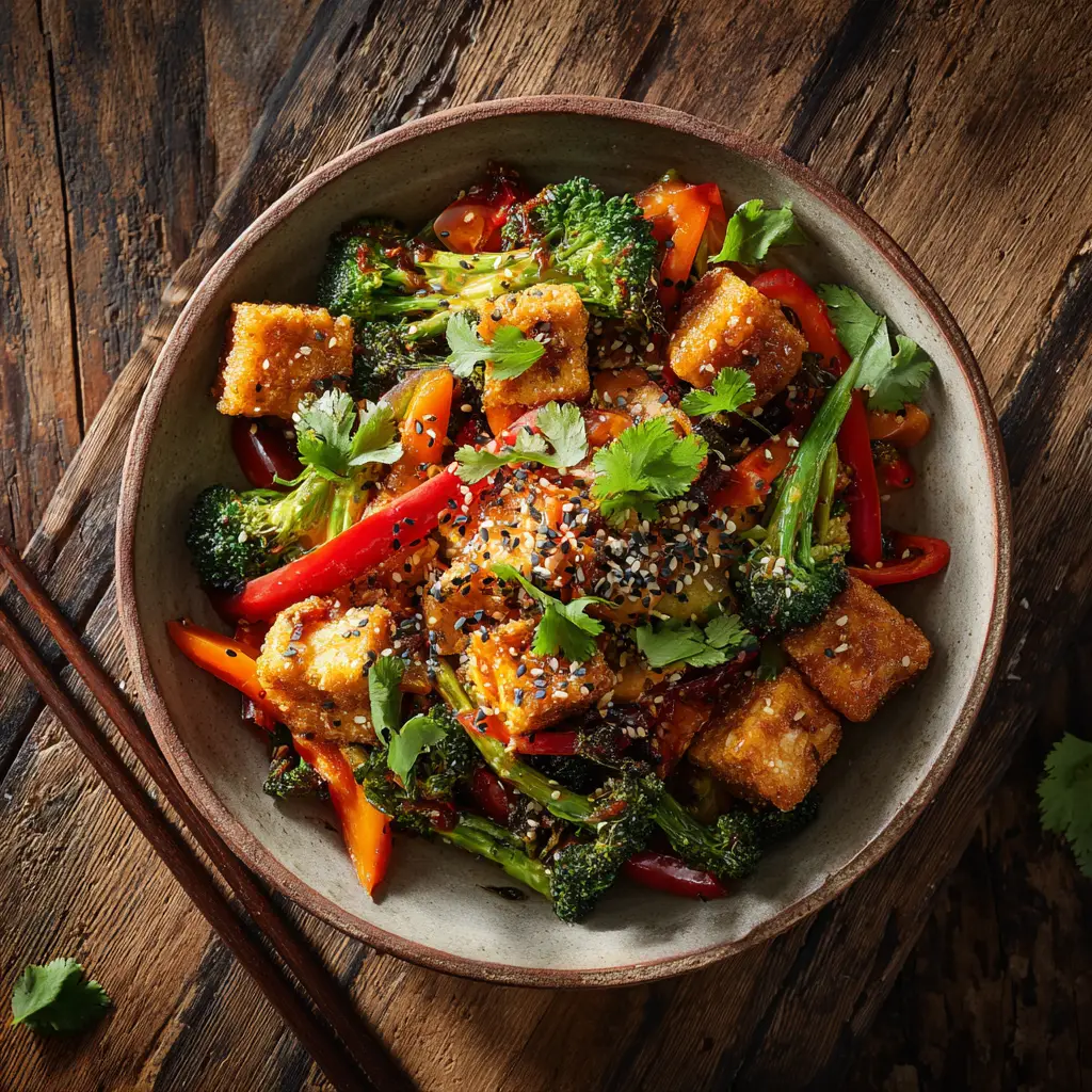 High-Protein Tofu Stir-Fry: The Ultimate 30-Minute Meal 2 A close-up of the homemade savory stir-fry sauce in a small bowl, ready to be added to the high-protein tofu stir-fry.