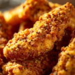 20 Minute Chicken Recipe (Lemon Garlic Butter!) Golden-brown chicken cutlets searing in a black skillet, a key step in this quick chicken recipe.