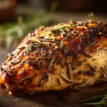 30-Minute Baked Chicken Breast: Juicy & Perfectly Seasoned Raw chicken breasts in a baking dish being coated with a savory seasoning blend of paprika, garlic, and herbs before being baked.