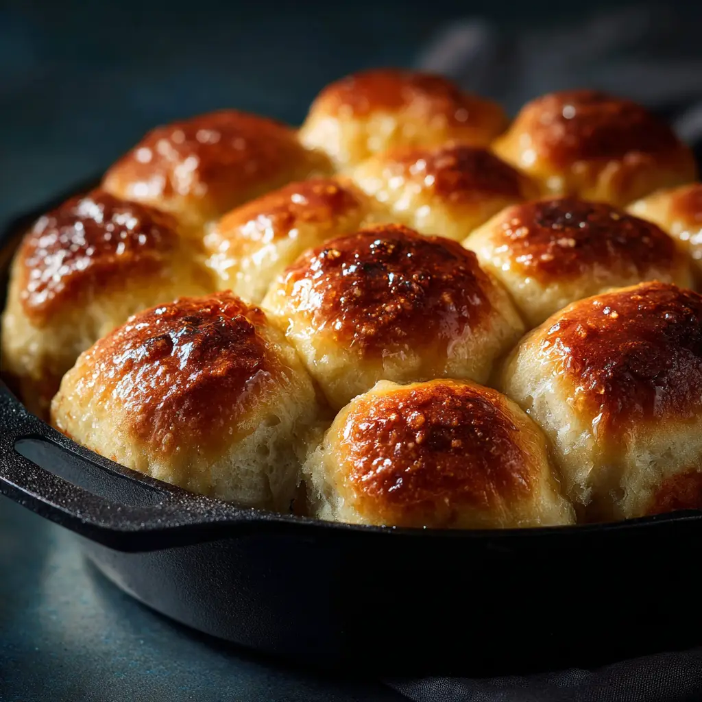 30-Minute Dinner Rolls (Quick, Easy & Fluffy!) 2 A top-down view of soft and fluffy dinner rolls, demonstrating the perfect texture achieved with this fast recipe.