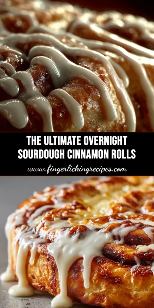Sourdough Cinnamon Rolls: The Ultimate Recipe for Soft, Fluffy Buns 5 A close-up shot of perfectly baked sourdough cinnamon rolls in a baking dish, generously topped with cream cheese frosting.