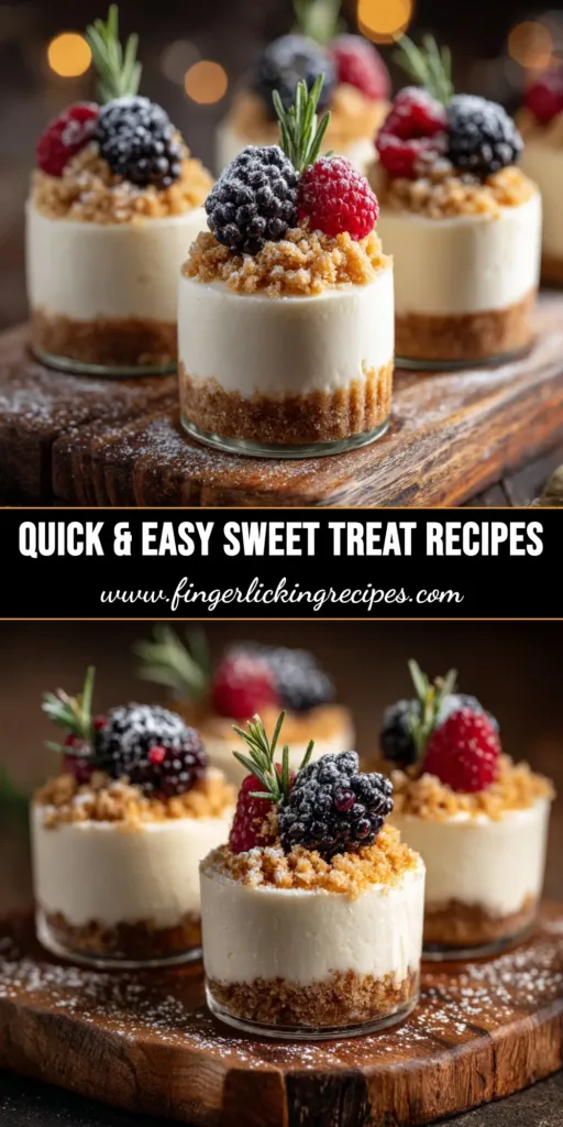 A beautiful platter of mini cheesecakes, representing easy sweet treat recipes that anyone can make at home.