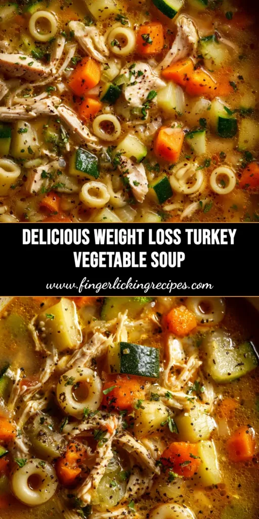 Turkey Vegetable Soup (The Ultimate Leftover Makeover) 4 A large white bowl filled with hearty Turkey Vegetable Soup, garnished with fresh parsley. The soup is packed with shredded turkey, carrots, peas, and potatoes, ready to be eaten.