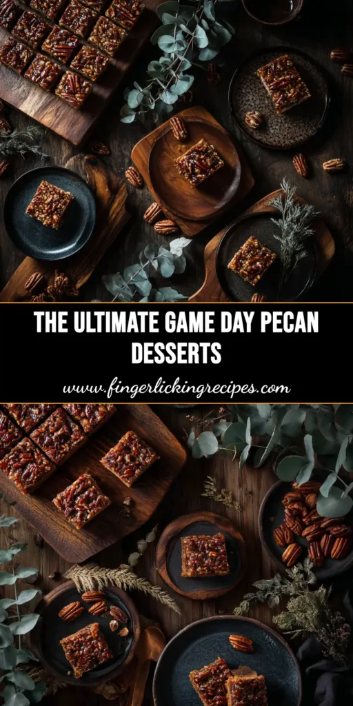 A grid of delicious pecan desserts, featuring pecan pie bars on a cooling rack. The perfect recipe for holidays and gatherings.