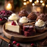 Winter Dessert Recipes: The Ultimate Guide to Cozy Treats A close-up shot of various warm winter treats, including gingerbread cookies and cinnamon-dusted pastries, illustrating key flavors for winter dessert recipes.