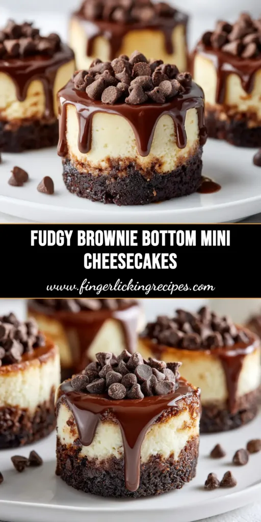 Brownie Bottom Mini Cheesecakes (The Perfect Bite-Sized Treat) 4 An overhead shot of several Brownie Bottom Mini Cheesecakes on a platter, showcasing the rich brownie base and creamy cheesecake top. One is cut in half to show the layers.