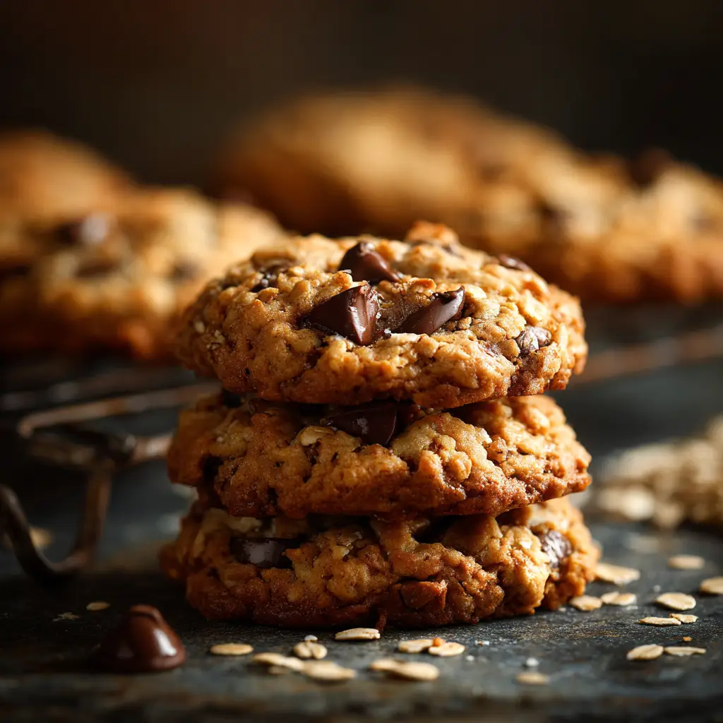 Healthy Cookies That Actually Taste Amazing 2 A side view of healthy homemade cookies with one cookie broken in half to show the soft, chewy inside.