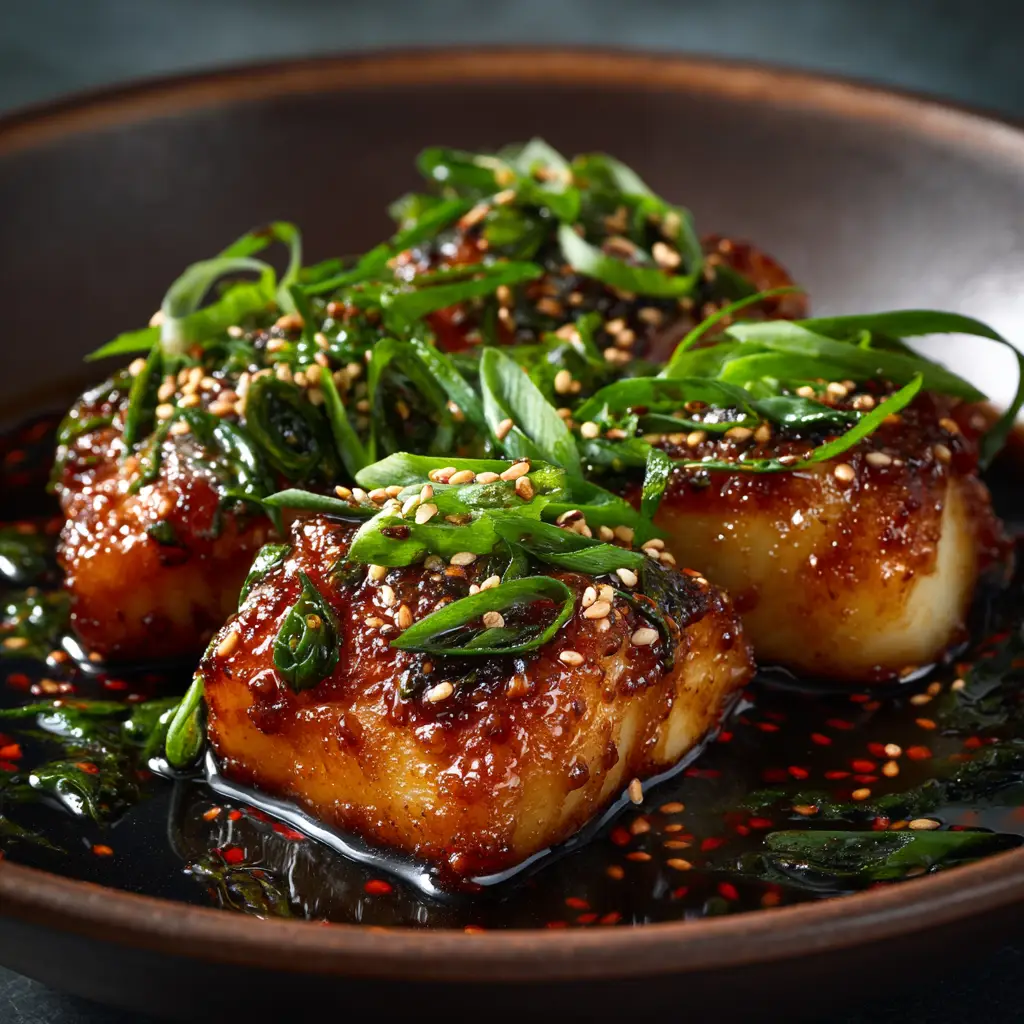 Ginger Soy Fish (Quick, Easy & Flavorful!) 2 A perfectly cooked fillet of ginger soy fish on a plate, being flaked with a fork to show its moist and tender texture inside.