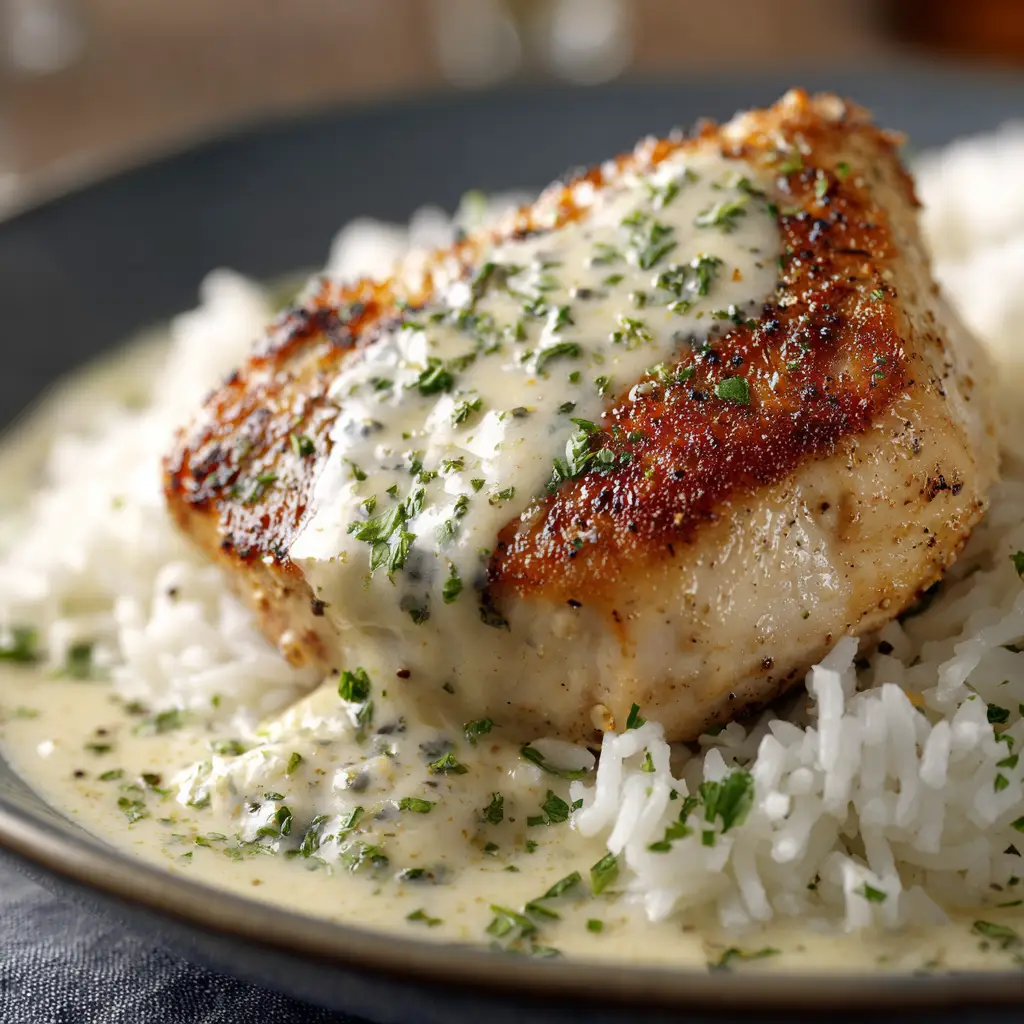 A spoonful of creamy garlic rice with wilted spinach, showcasing the rich and velvety texture of the sauce.