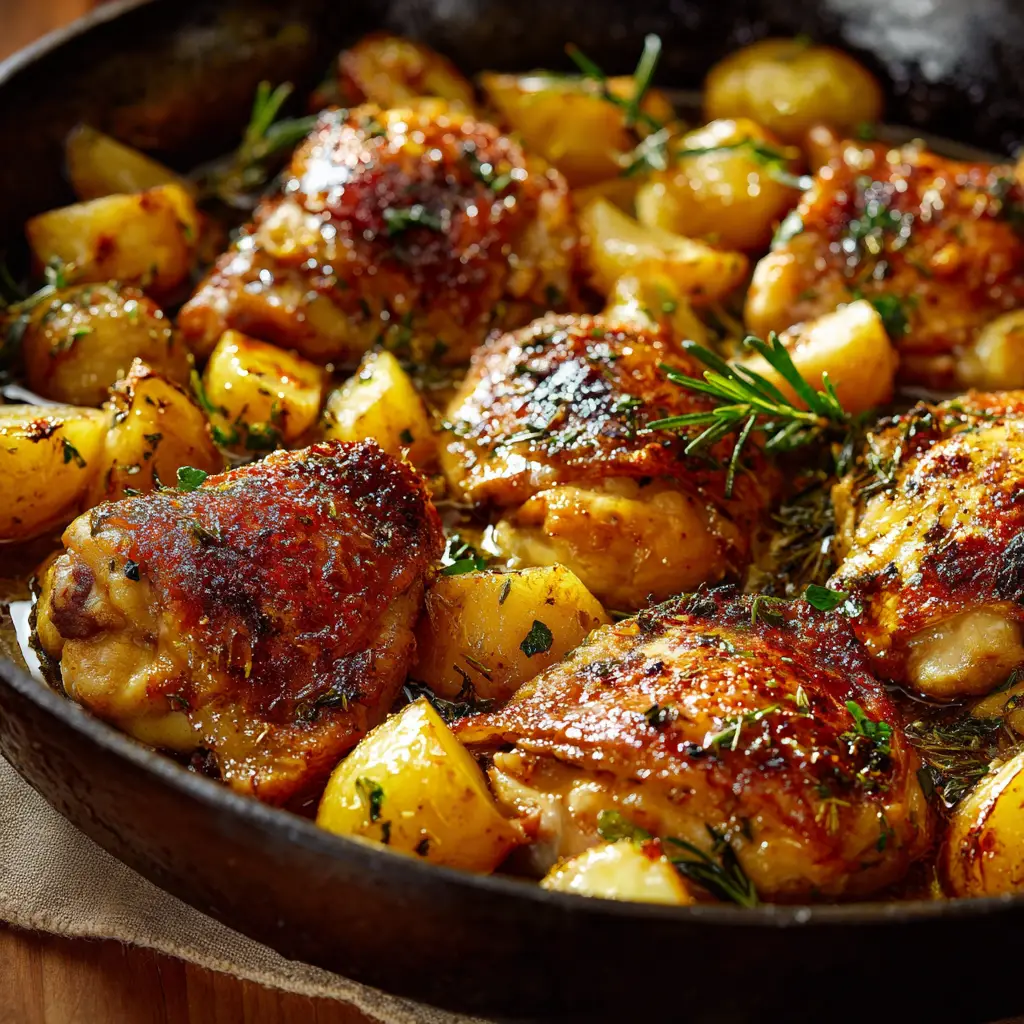 A spoonful of crispy baked potatoes from the sheet pan chicken and veggies dinner, showcasing their golden-brown and fluffy texture.