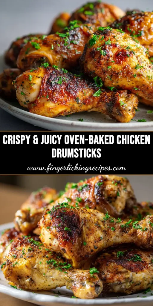 Perfectly crispy oven-baked chicken drumsticks on a wire rack. This easy recipe creates the best juicy chicken with golden-brown skin. A must-try weeknight dinner idea!