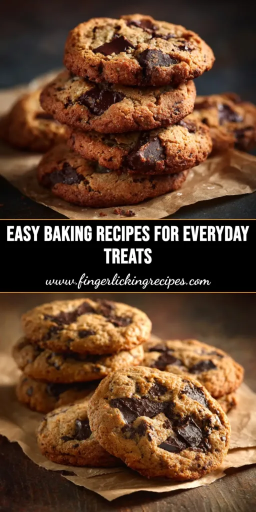 A beautiful flat lay of easy baking recipes ingredients including flour, sugar, and chocolate chunks, ready for baking.