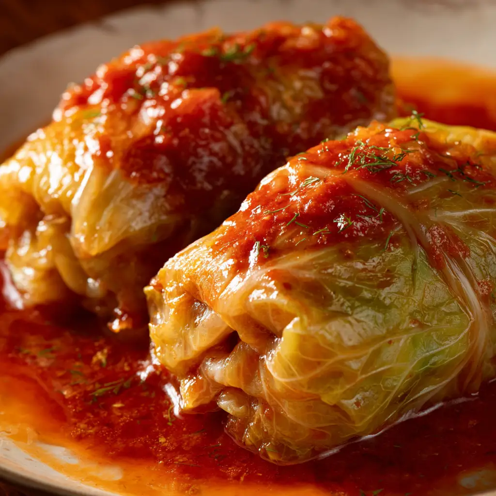 A detailed shot of the savory meat and rice filling for our Gołąbki recipe before being rolled into the cabbage leaves.