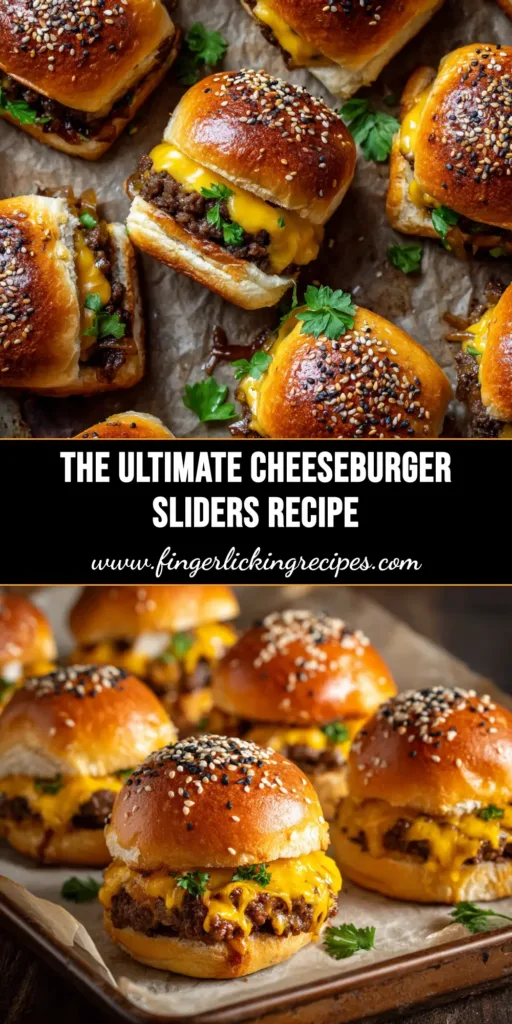 Hawaiian Roll Cheeseburger Sliders (The Ultimate Party Food) 5 A pan of golden-brown baked Hawaiian Roll Cheeseburger Sliders, with one being pulled away showing a gooey cheese pull. The perfect party food recipe.