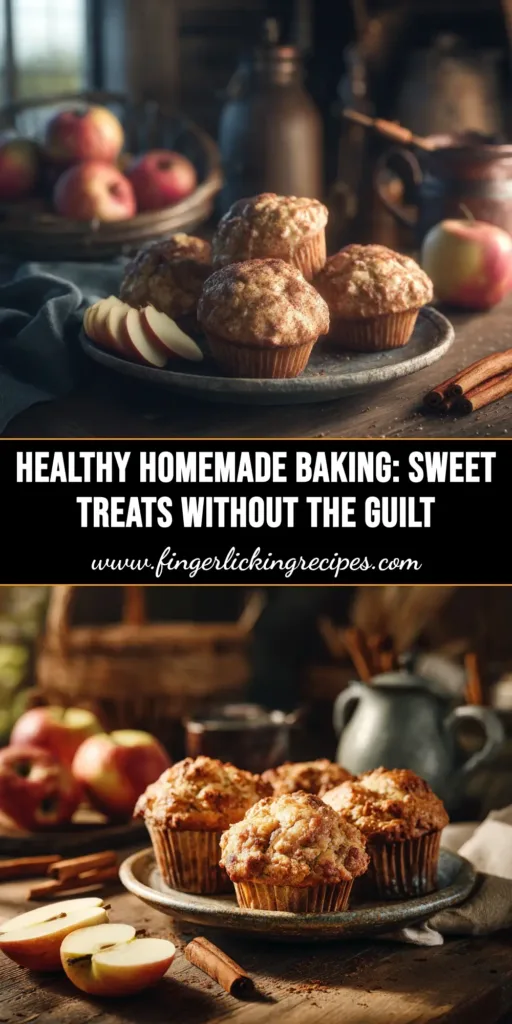 A beautiful flat lay of healthy homemade baking ingredients like flour, eggs, and oats surrounding a bowl of muffin batter. The image promotes wholesome baking.