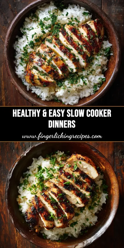 Healthy Slow Cooker Dinners: The Ultimate Lemon Herb Chicken & Veggies 4 A vibrant overhead shot of healthy slow cooker dinners, featuring tender lemon herb chicken, potatoes, and carrots in a rustic bowl. The perfect easy and delicious crockpot recipe.