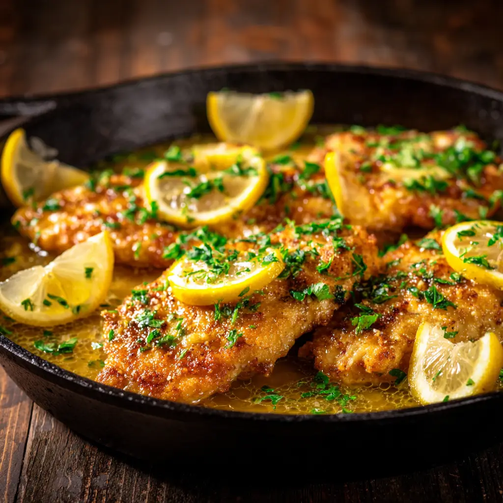 A plate of homemade Chicken Francese, showcasing the juicy chicken and rich white wine pan sauce.