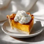A beautifully baked whole pumpkin pie with a golden-brown, flaky crust, ready to be served for Thanksgiving.