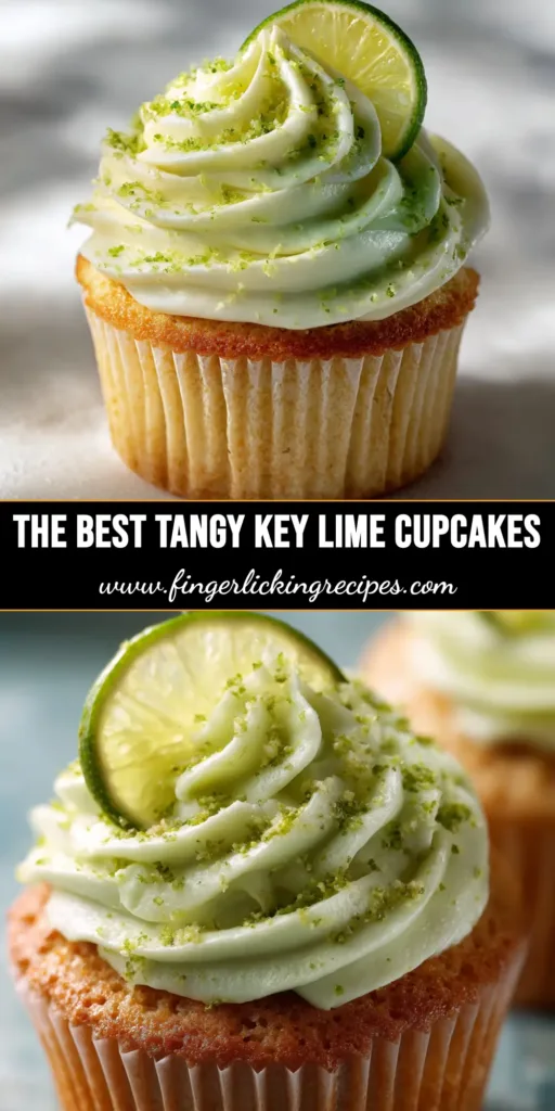 A beautiful arrangement of key lime cupcakes with swirls of cream cheese frosting, topped with lime zest and a lime slice. The perfect easy key lime cupcakes recipe for any occasion.