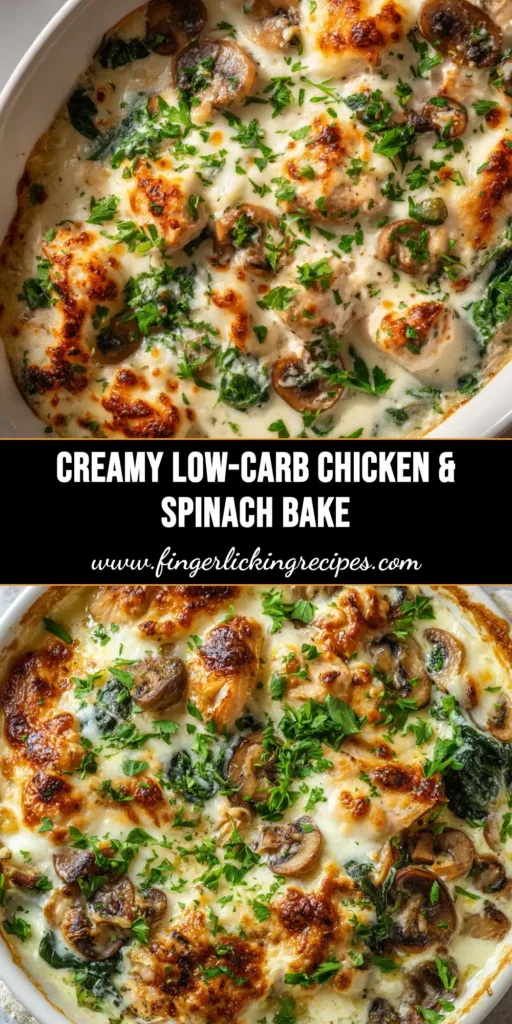 A delicious and cheesy low carb chicken bake in a white baking dish, ready to be served. The perfect keto-friendly weeknight dinner idea.