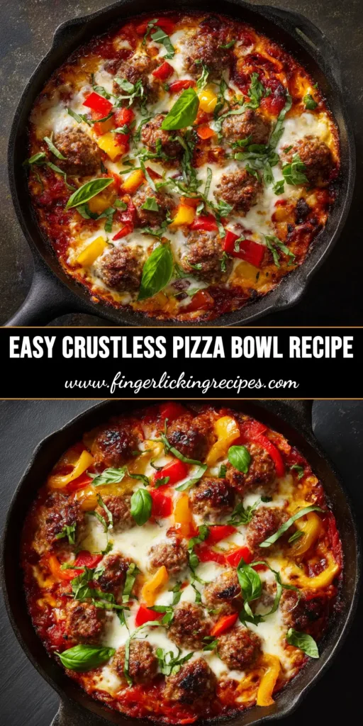 Low Carb Pizza Bowl (The Easiest, Cheesiest Recipe!) 4 A delicious Low Carb Pizza Bowl in a white bowl, loaded with melted mozzarella cheese, crispy pepperoni, and Italian sausage. A perfect keto-friendly meal.