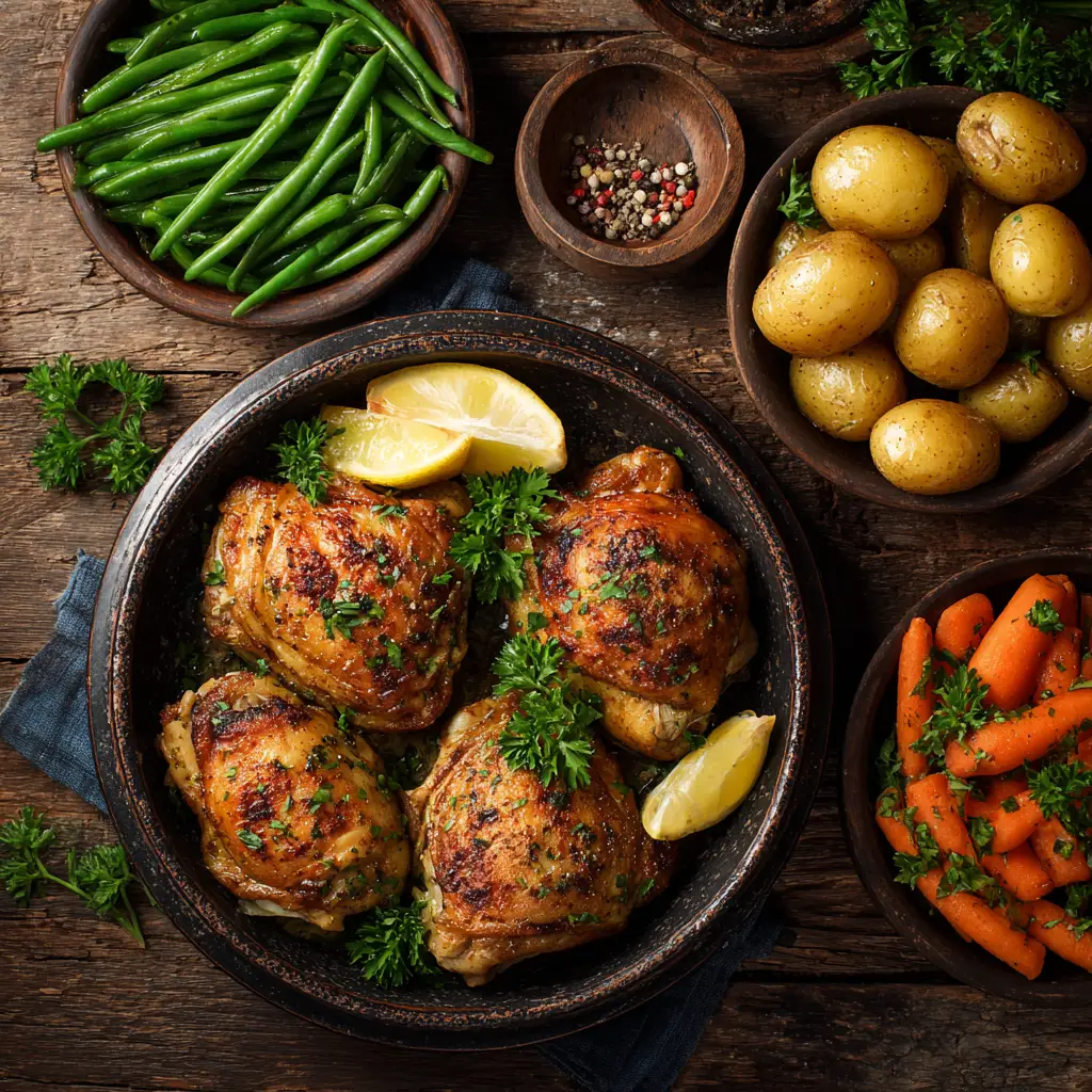 The ingredients for the lemon herb chicken being assembled in the crockpot before cooking.