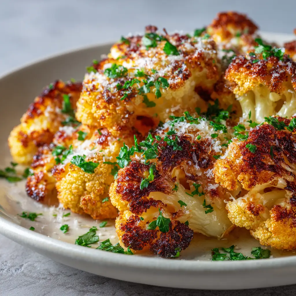 A bowl of freshly seasoned cauliflower florets ready to be roasted in the oven to achieve a crispy texture.