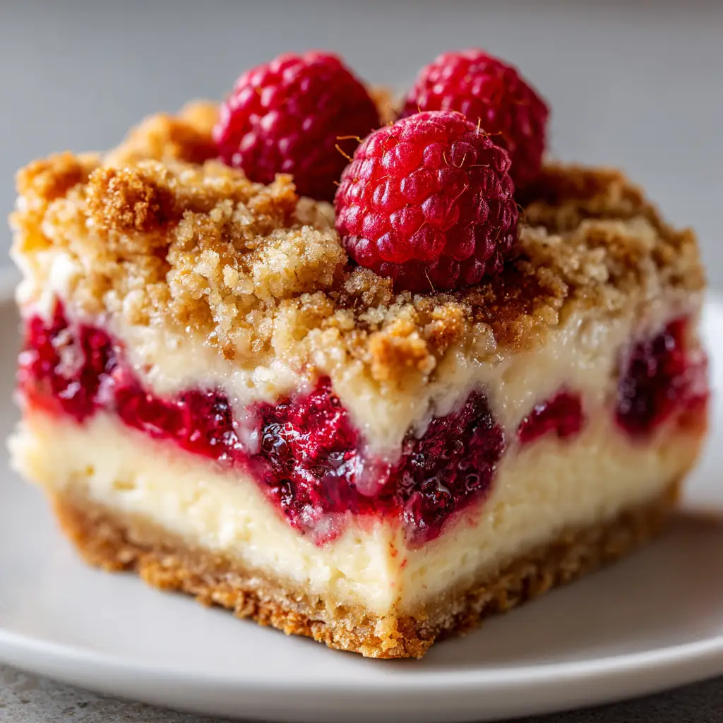 A delicious lemon raspberry crumb bar being sliced to show the perfect shortbread crust for bars and the set filling.