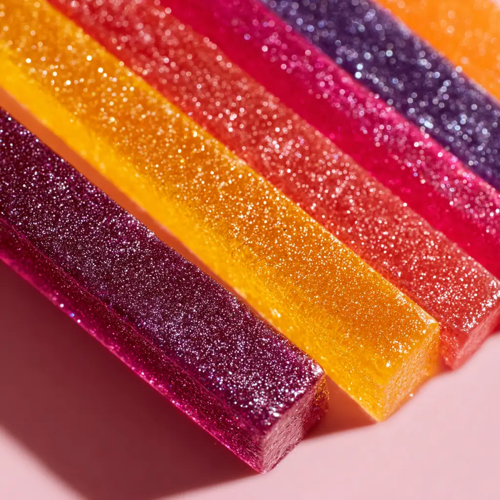 Several lime-flavored boozy gummy bears made with tequila, showing their shape and clarity after setting.