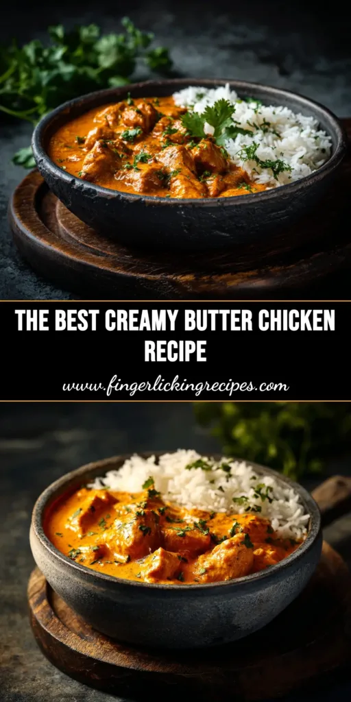 Easy and authentic Butter Chicken Recipe in a rustic bowl, served with naan bread and garnished with fresh cilantro.