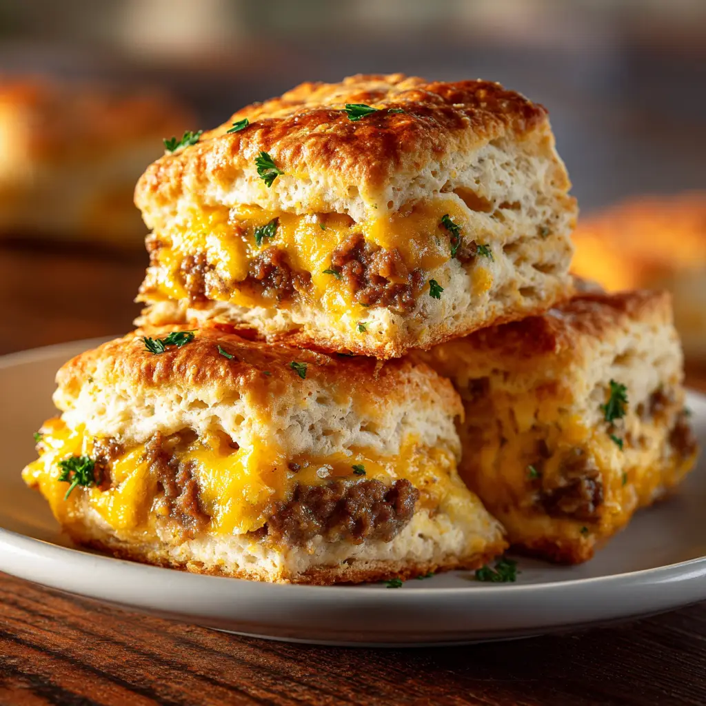 Butter Swim Biscuits: The Easiest, Most Foolproof Recipe 2 A close-up shot of square-cut butter swim biscuits after being cut in the pan, showing the butter seeping between the slices before baking.