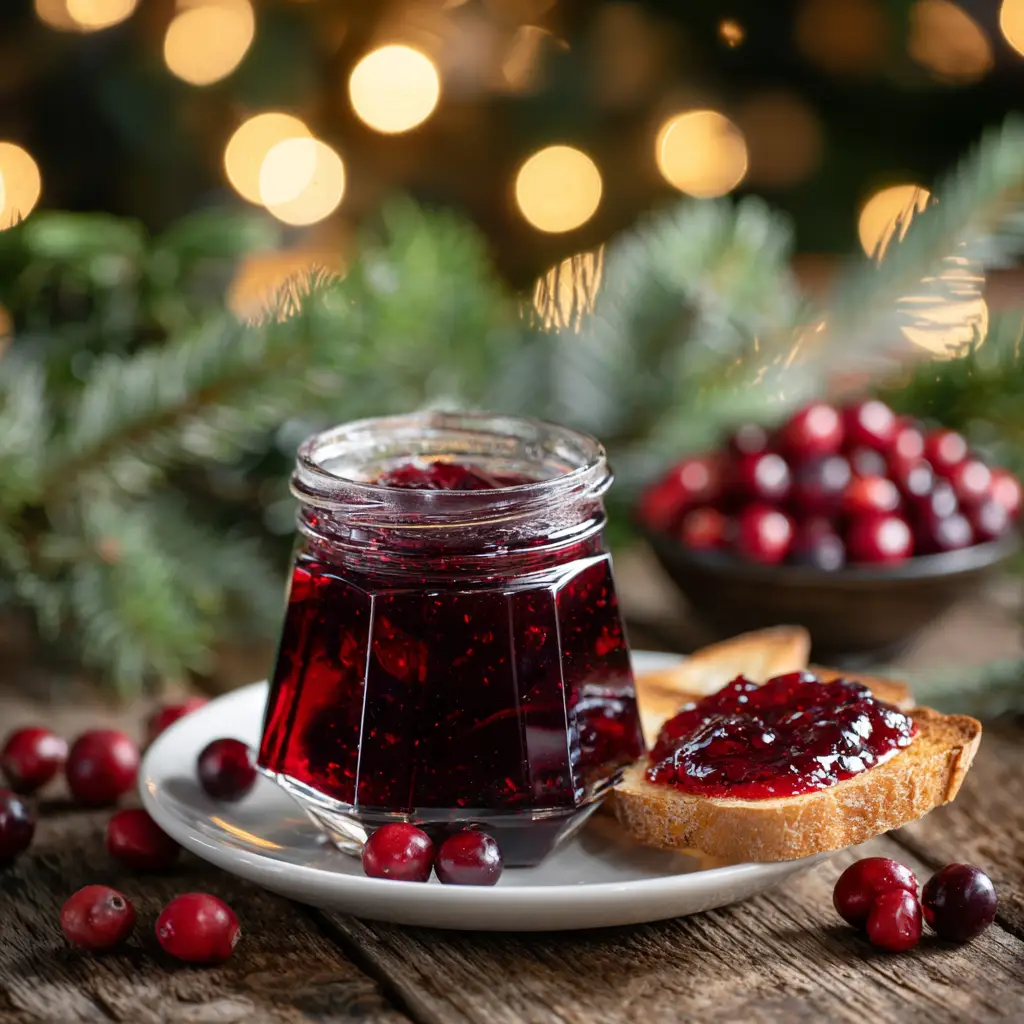 Christmas Jam Recipe: A Festive Holiday Spread 2 Several jars of freshly made Christmas Jam cooling on a wooden board, ready for canning and gifting.
