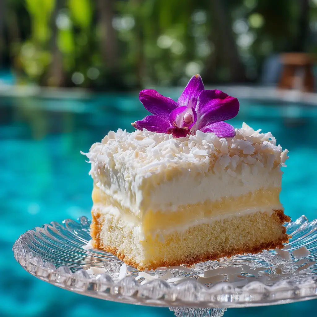 A process shot showing the thick, smooth cake batter for the Catch a Husband Cake being poured into a bundt pan.