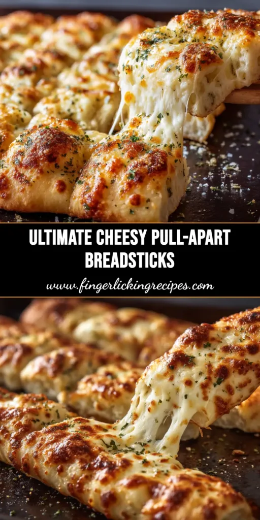 An overhead shot of a delicious cheesy breadsticks recipe, showing golden-brown breadsticks loaded with melted mozzarella and garlic butter, ready to be shared.